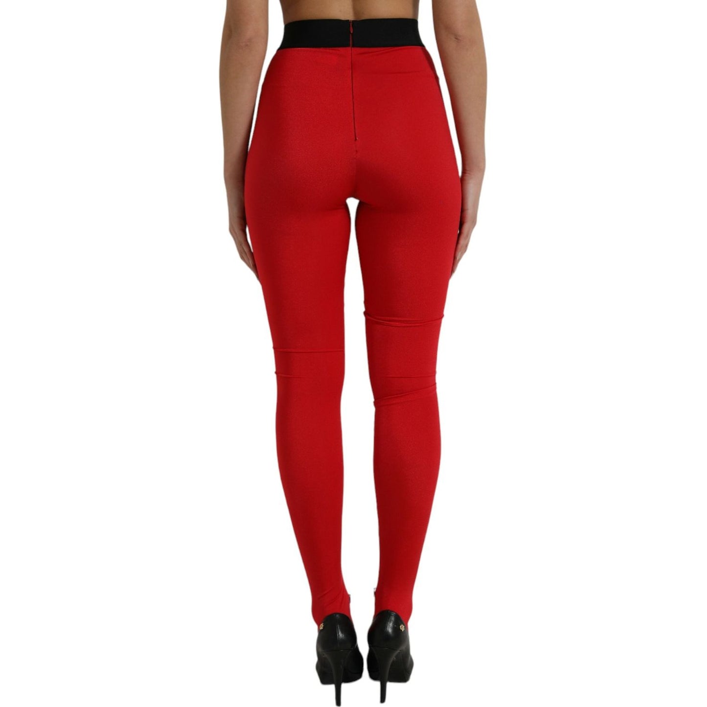 Dolce & Gabbana Elegant Red High Waist Leggings Pants Dolce & Gabbana