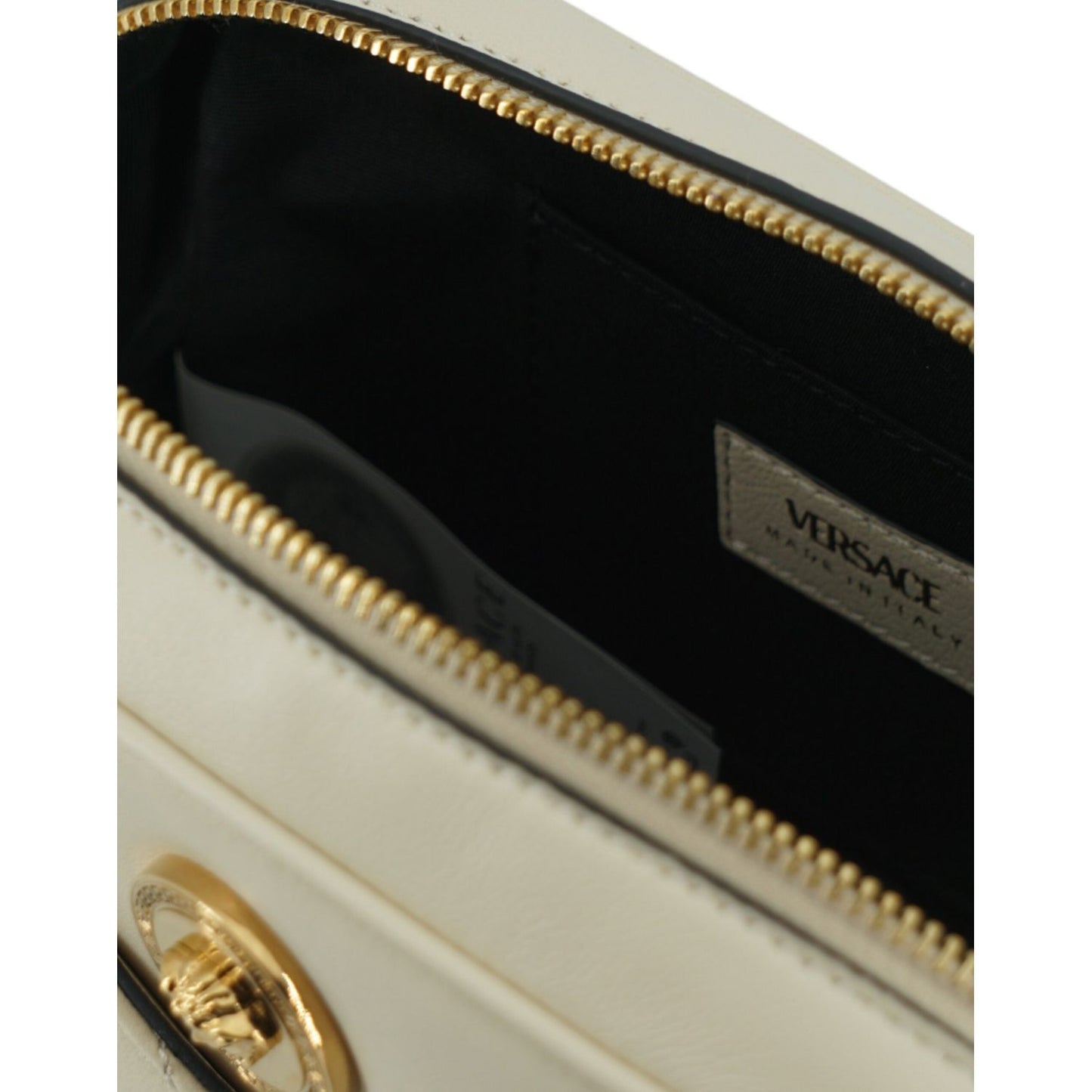 Versace Elegant White Lamb Leather Camera Bag Versace