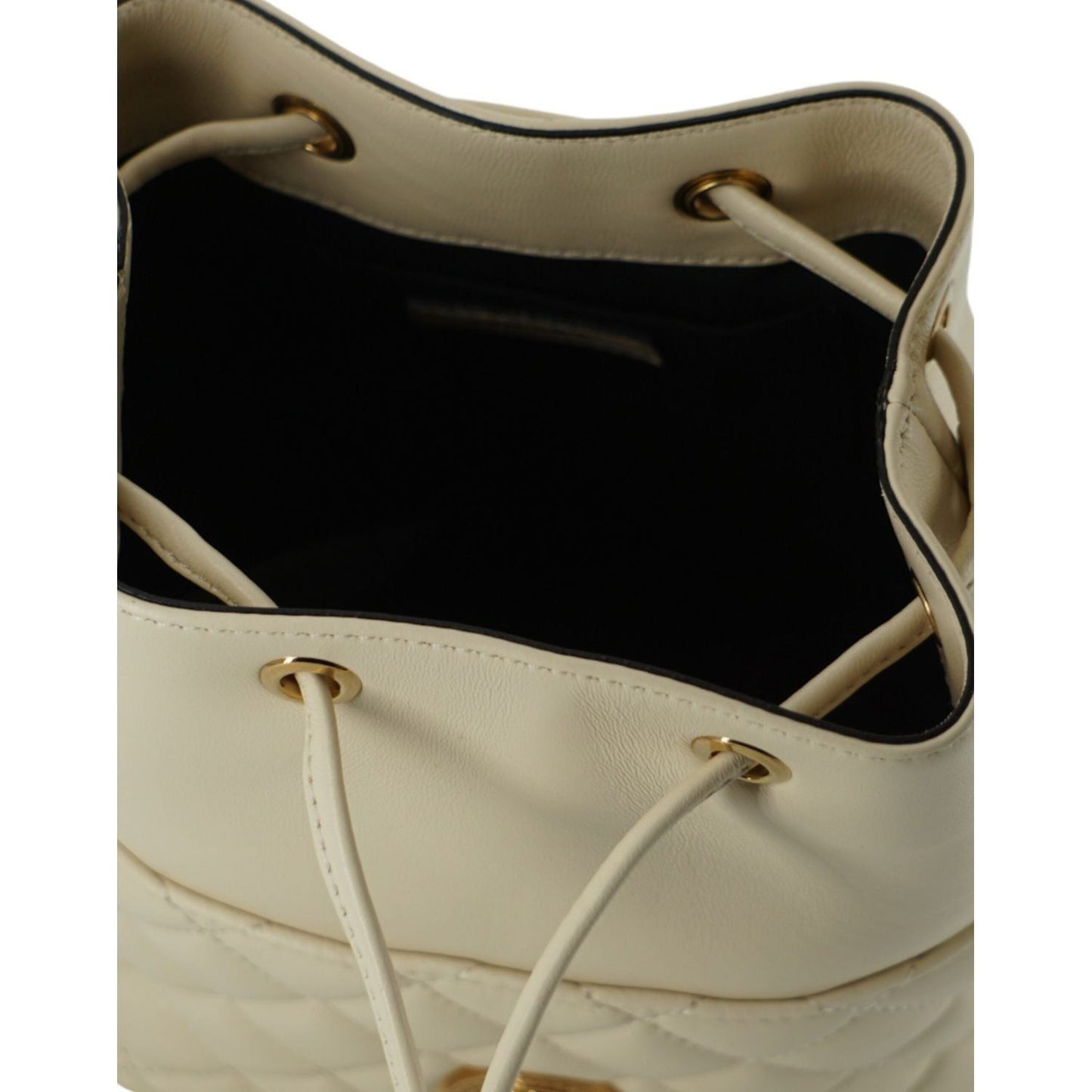 Versace Elegant Small White Leather Bucket Shoulder Bag Versace