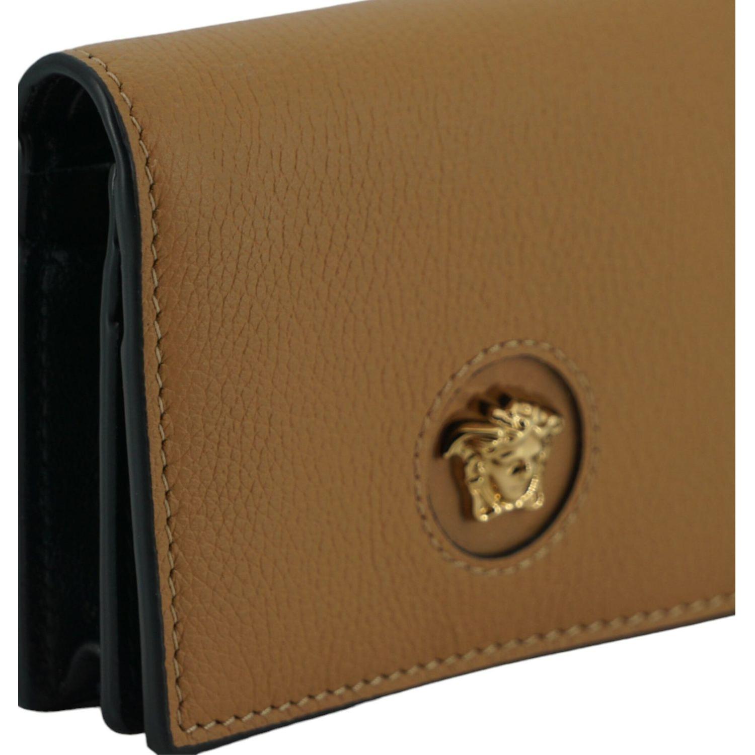 Versace Brown Calf Leather Compact Wallet