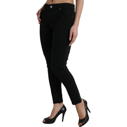 Dolce & Gabbana Elegant Mid Waist Stretch Jeans in Black Dolce & Gabbana