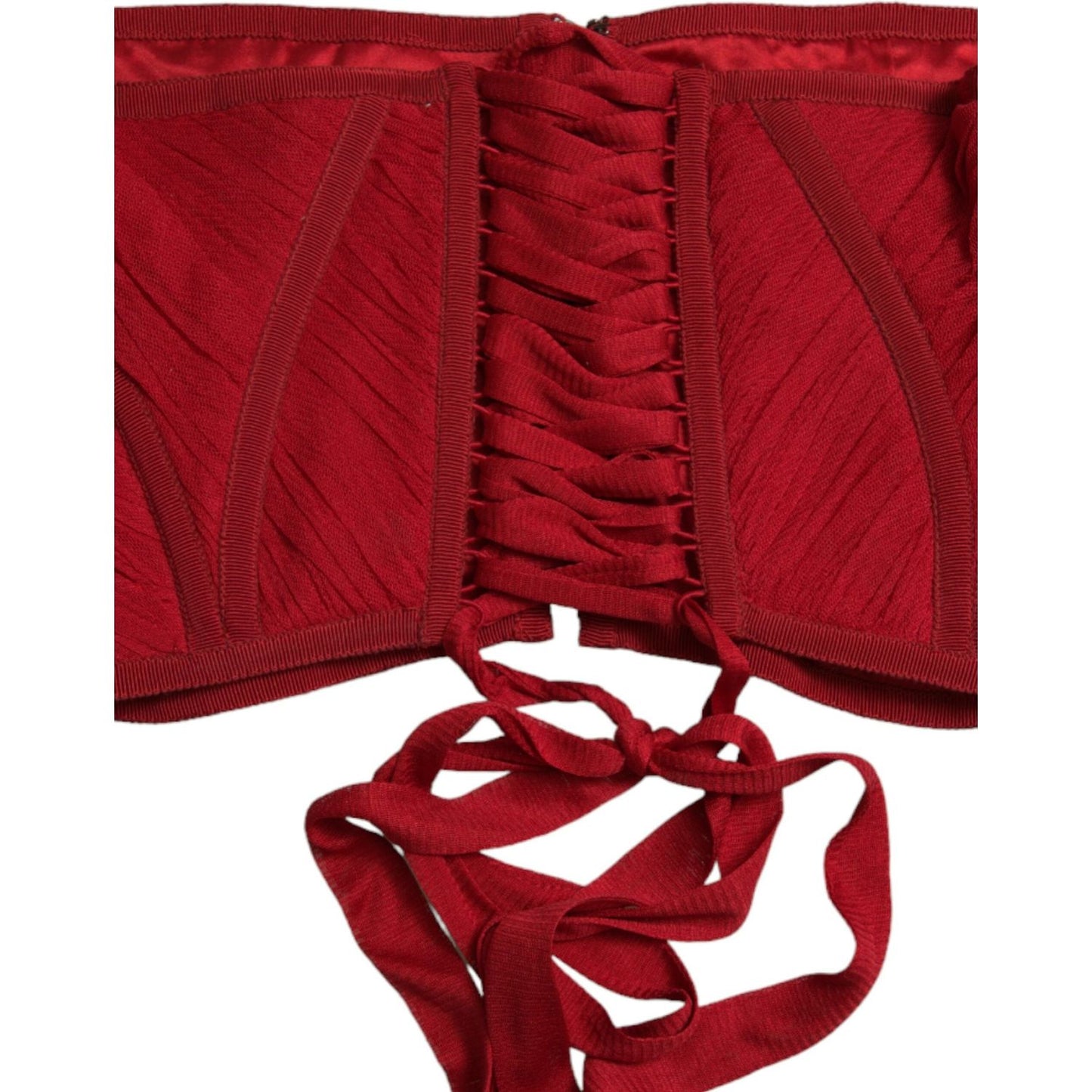 Dolce & Gabbana Silk Corset Waist Belt in Fiery Red Dolce & Gabbana