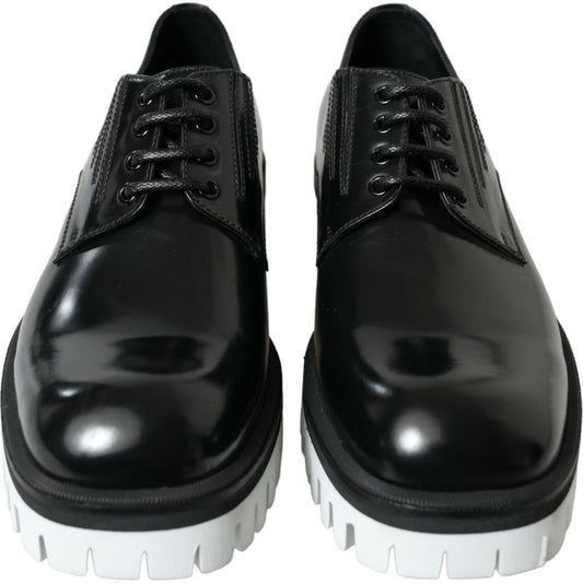 Dolce & Gabbana Sophisticated Black and White Leather Derby Shoes Dolce & Gabbana