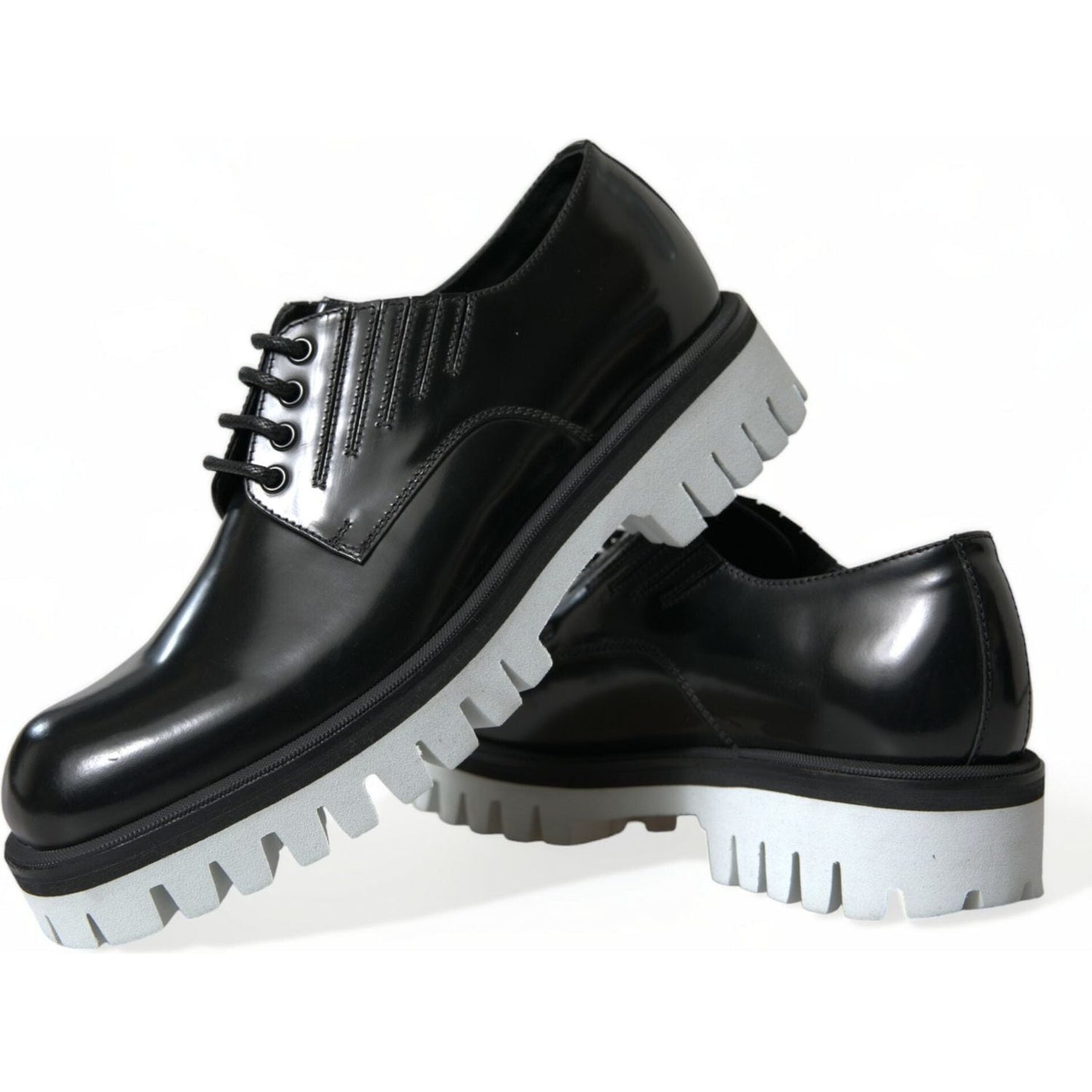 Dolce & Gabbana Sophisticated Black and White Leather Derby Shoes Dolce & Gabbana