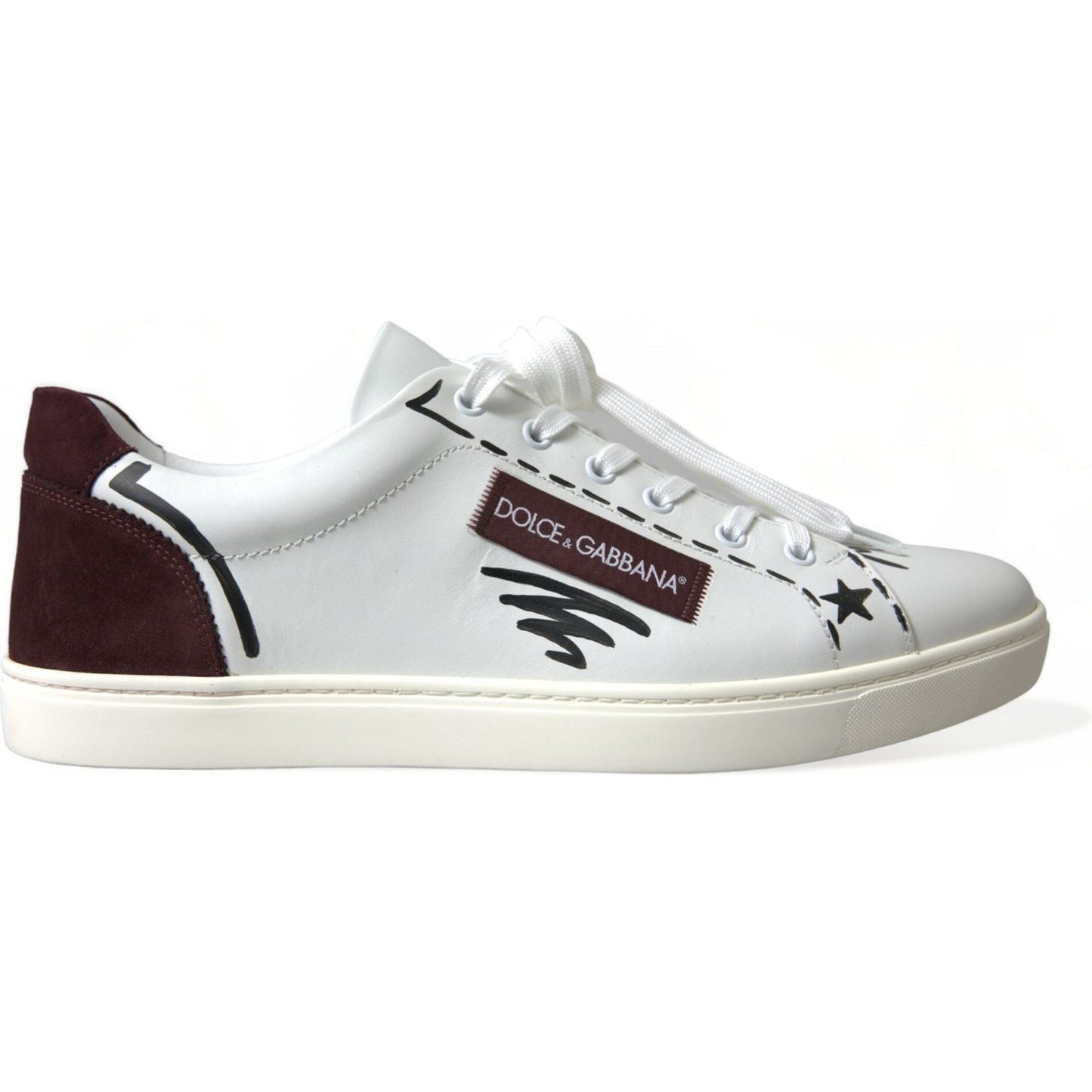 Dolce & Gabbana Exclusive White Bordeaux Low Top Sneakers Dolce & Gabbana