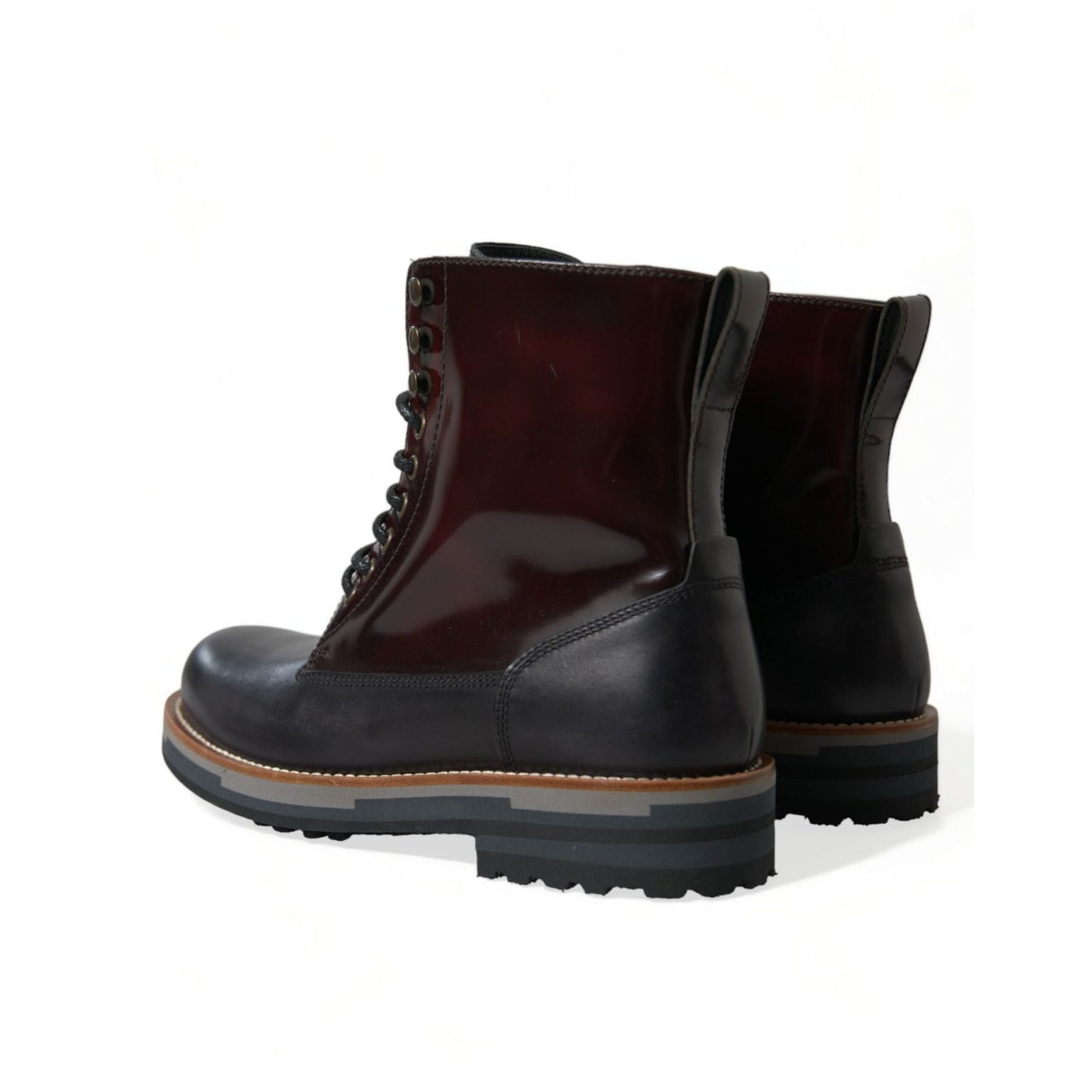 Dolce & Gabbana Black Leather Military Combat Boots Shoes