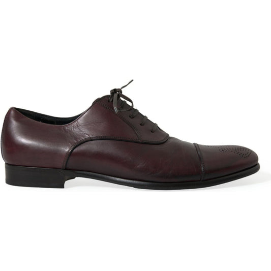 Elegant Burgundy Leather Derby Shoes