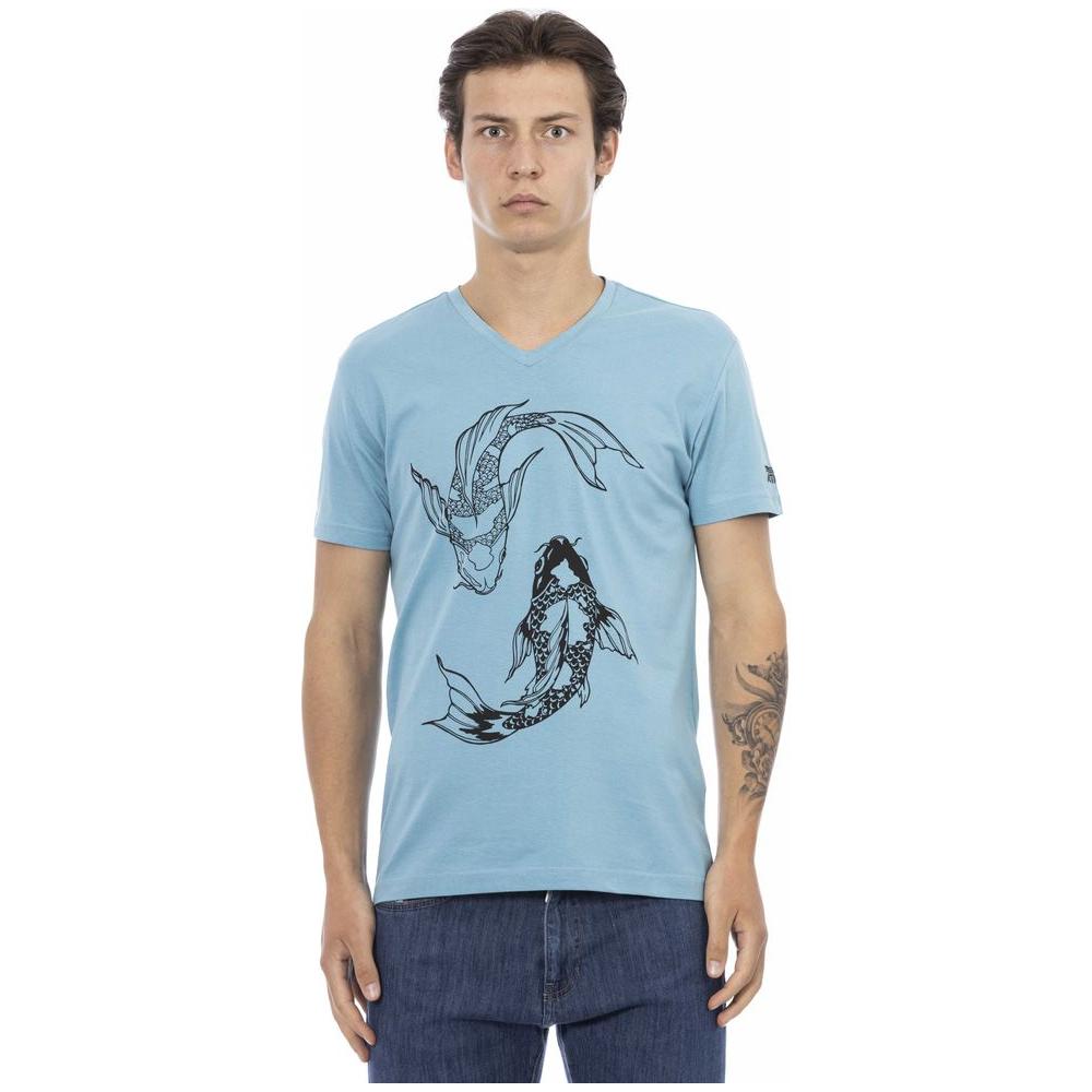 Trussardi Action Light Blue Cotton Men T-Shirt