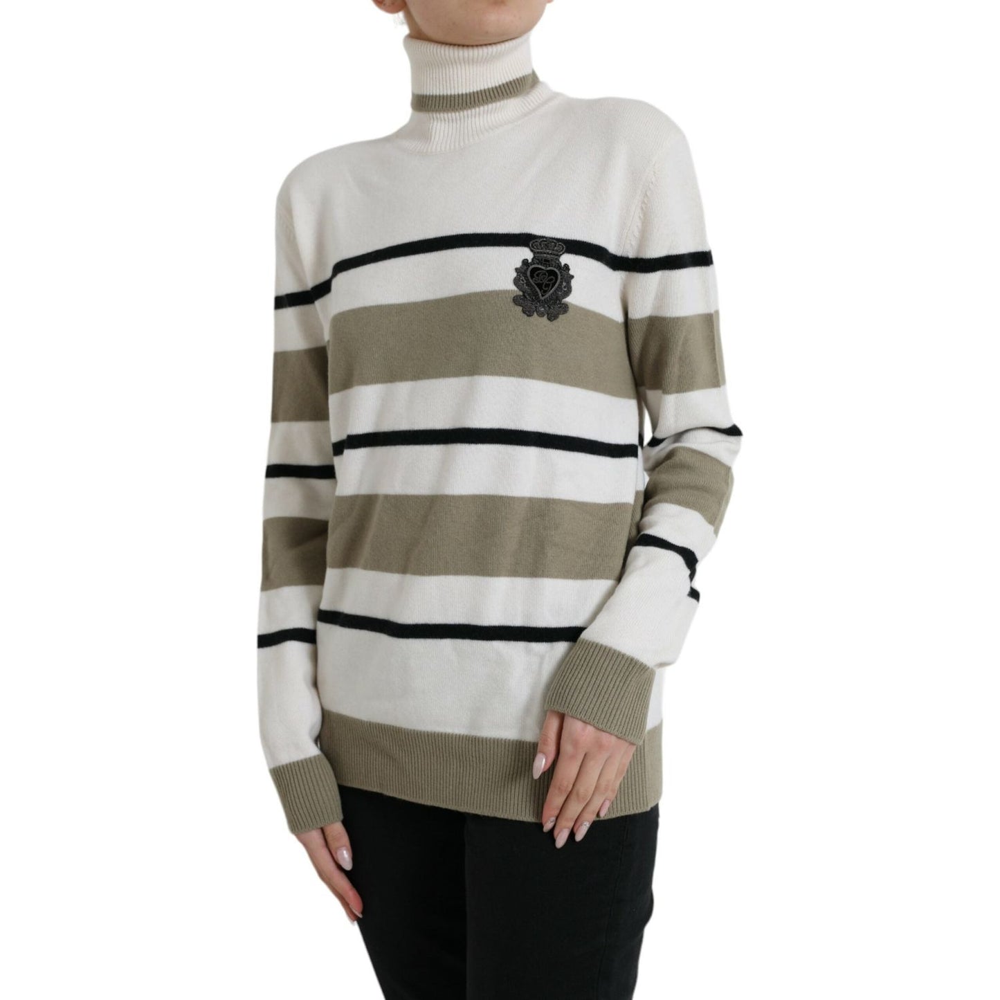 Dolce & Gabbana Italian Striped Wool Turtleneck Sweater Dolce & Gabbana