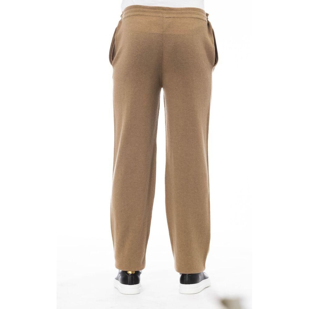 Alpha Studio Beige Linen Men Trouser Alpha Studio