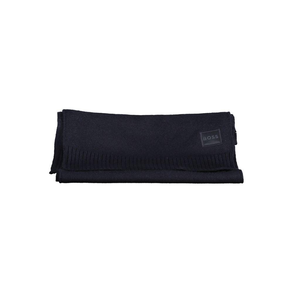 Hugo Boss Blue Wool Mens Scarf Hugo Boss