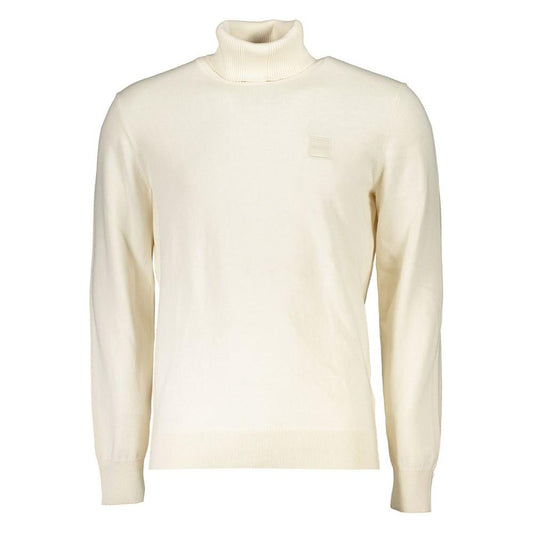 Hugo Boss White Cotton Men Sweater Hugo Boss