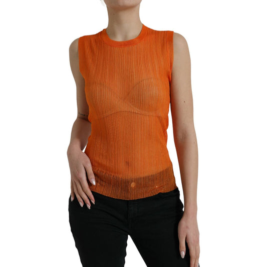 Chic Orange Crew Neck Tank Top