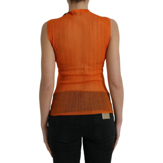 Chic Orange Crew Neck Tank Top