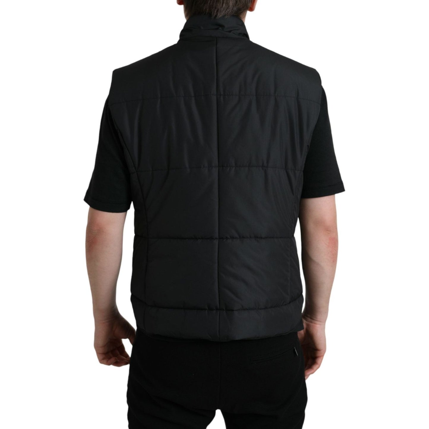 Dolce & Gabbana Sleek Black High-Neck Vest Jacket Dolce & Gabbana