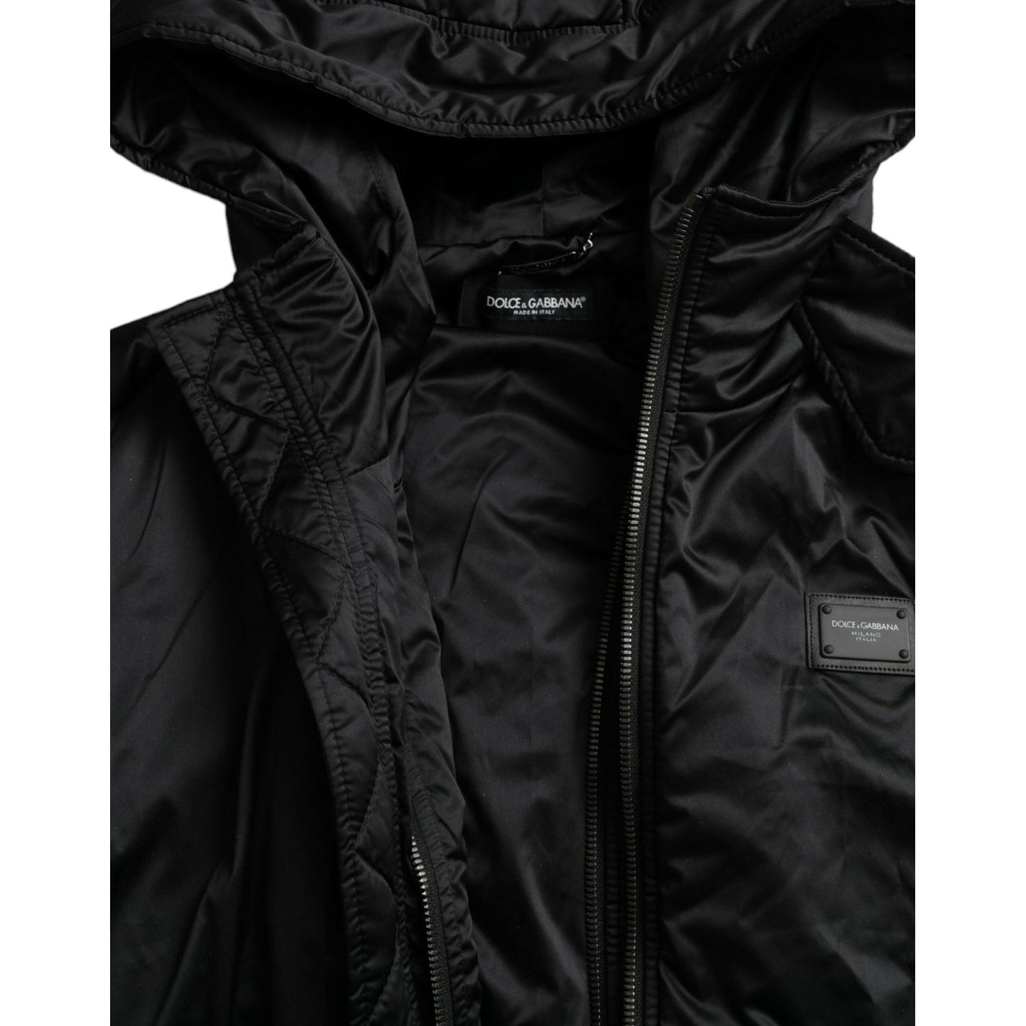 Dolce & Gabbana Elegant Black Hooded Parka Jacket Dolce & Gabbana