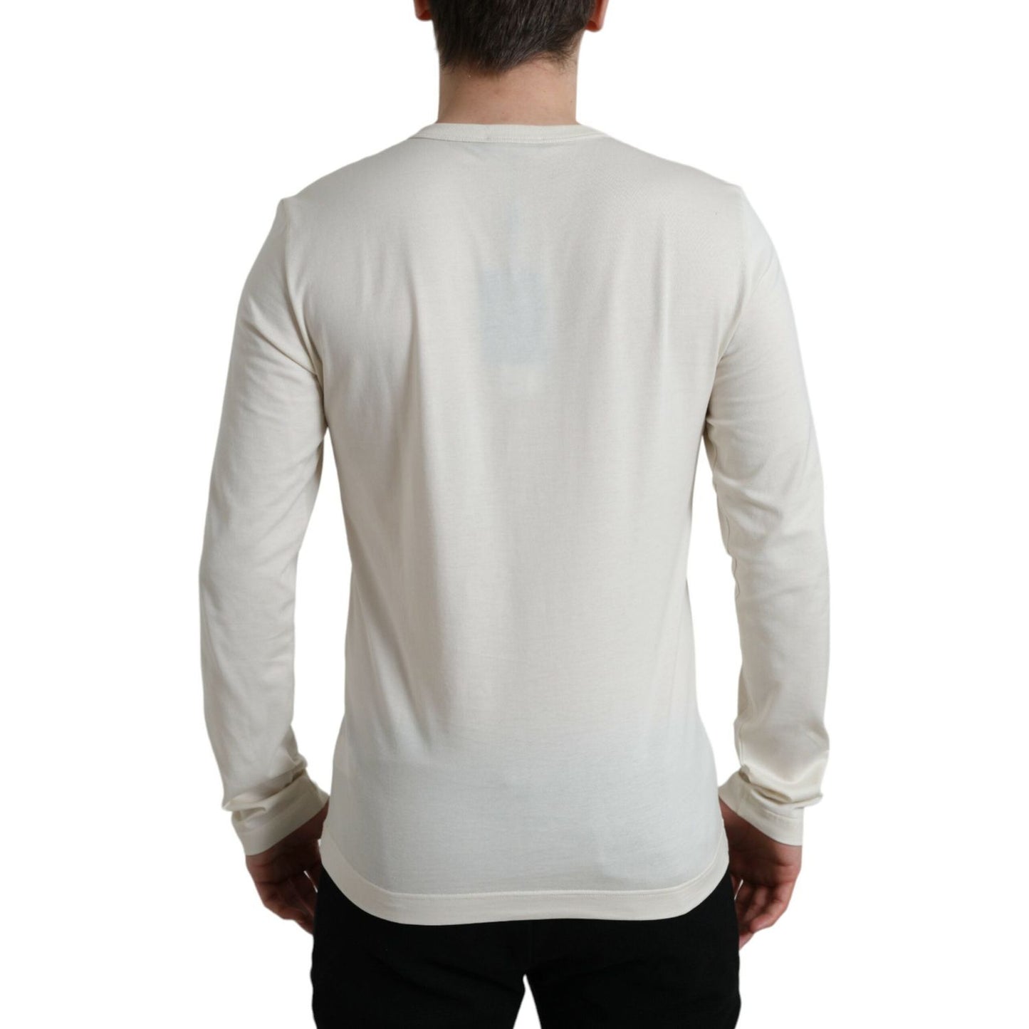 Dolce & Gabbana Elegant Off White Cotton Sweater Dolce & Gabbana