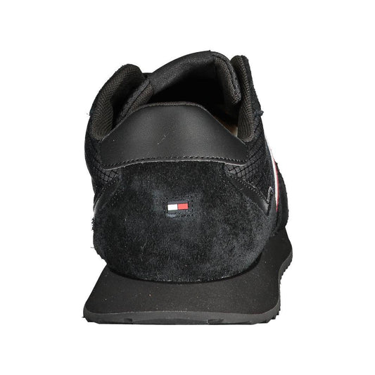 Tommy Hilfiger Black Leather Men Sneaker Tommy Hilfiger