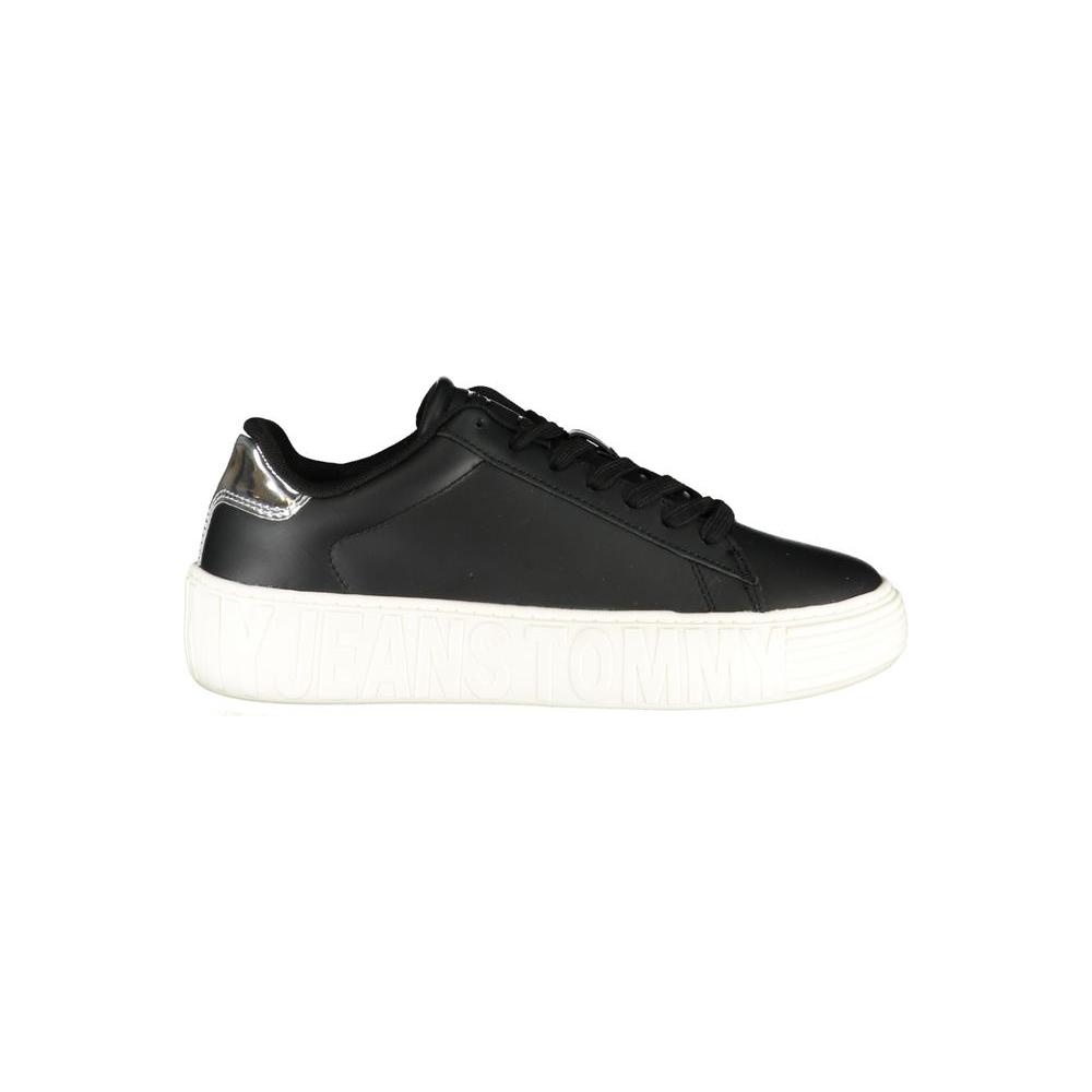 Tommy Hilfiger Black Leather Women Sneaker