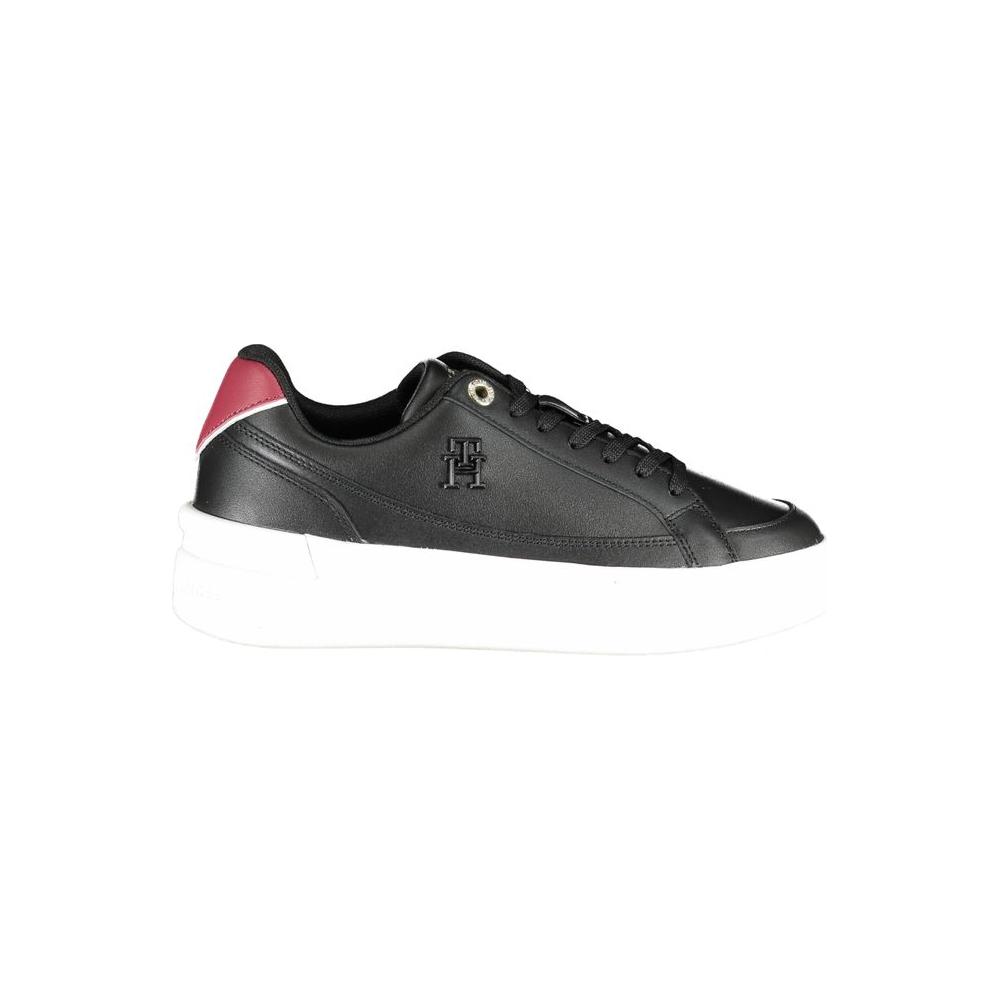 Tommy Hilfiger Black Leather Women Sneaker