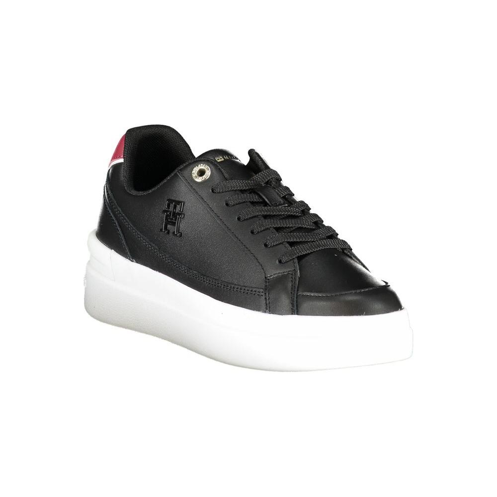 Tommy Hilfiger Black Leather Women Sneaker