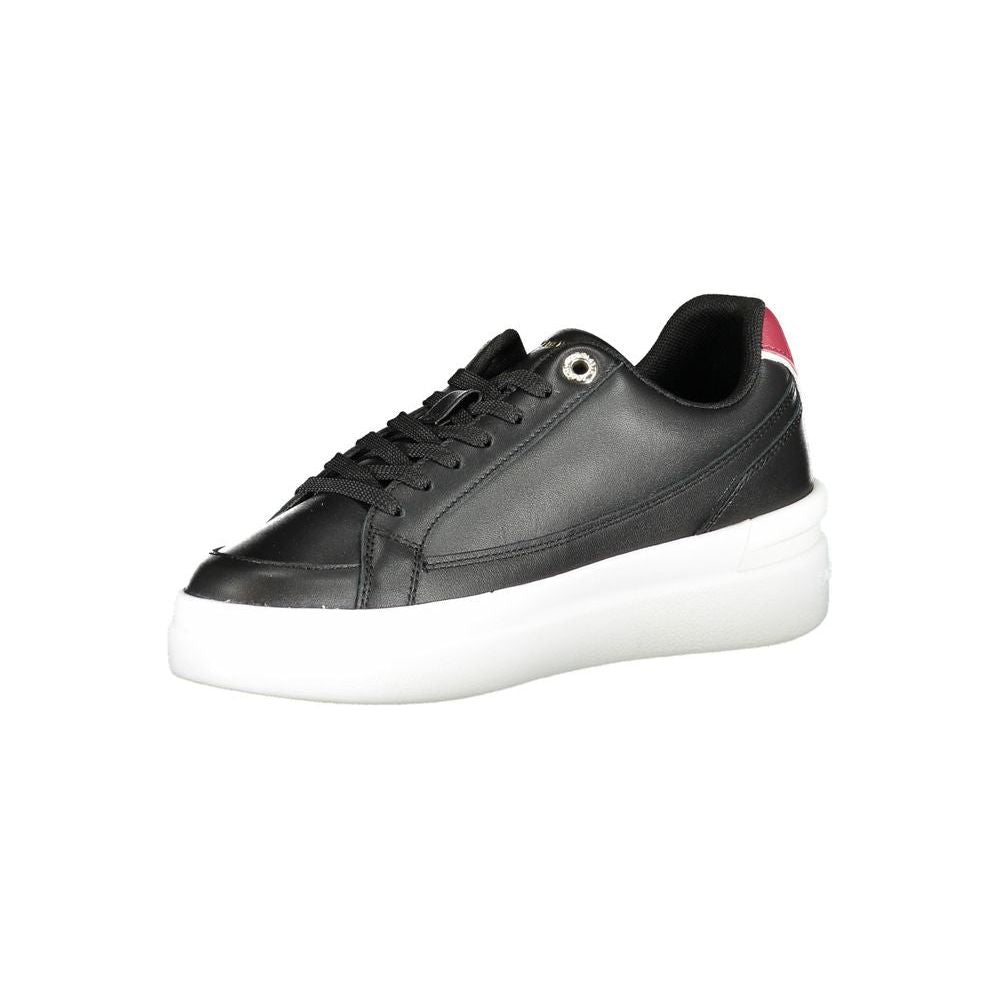 Tommy Hilfiger Black Leather Women Sneaker Tommy Hilfiger