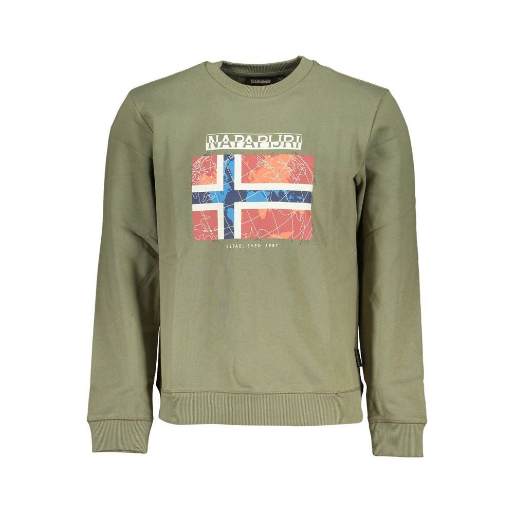 Napapijri Green Cotton Men Sweater Napapijri