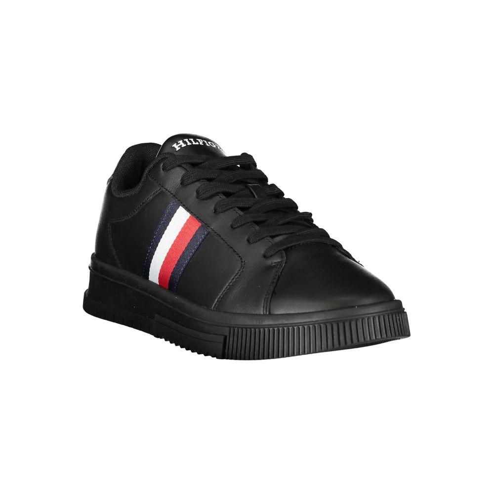 Tommy Hilfiger Black Leather Men Sneaker Tommy Hilfiger