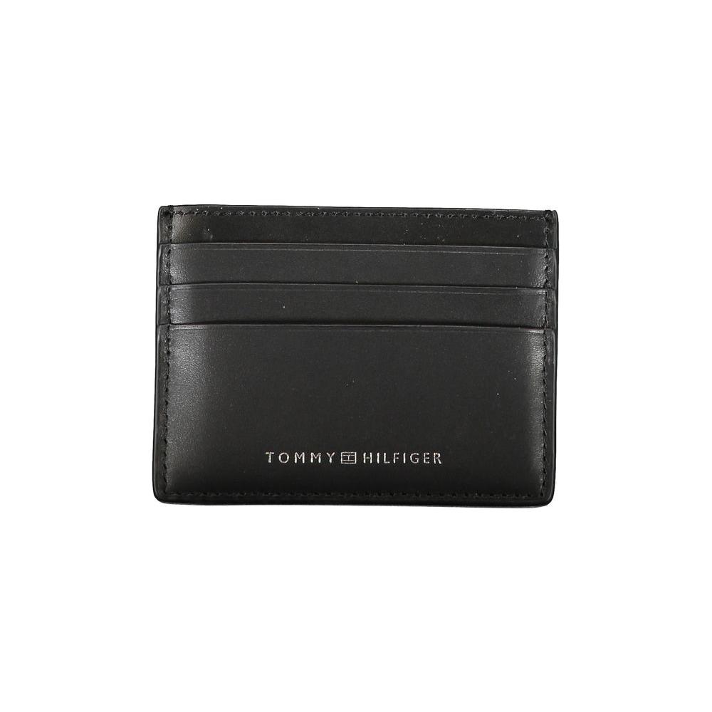 Tommy Hilfiger Chic Black Leather Card Holder with Contrast Detailing Tommy Hilfiger