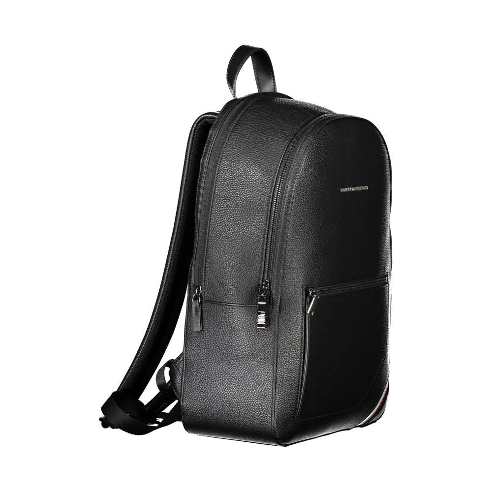 Tommy Hilfiger Elegant Black Urban Backpack with Contrast Details Tommy Hilfiger