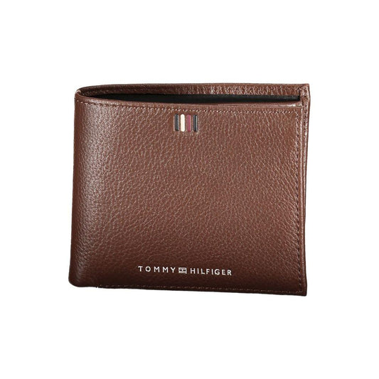 Tommy Hilfiger Sleek Brown Leather Wallet with Contrast Details Tommy Hilfiger