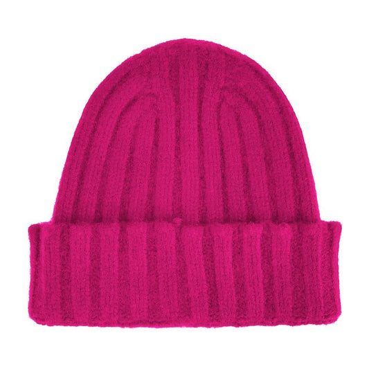 Made in Italy Fuchsia Ribbed Cashmere Beanie Made in Italy