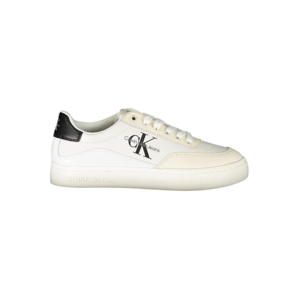 Calvin Klein Chic White Lace-Up Sneakers with Contrast Detailing Calvin Klein