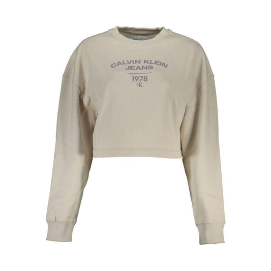 Calvin Klein Beige Crew Neck Fleece Sweatshirt Calvin Klein