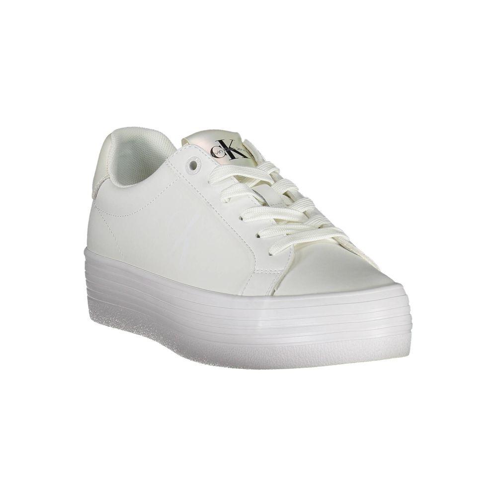 Calvin Klein Sleek White Lace-Up Sneakers with Contrast Detail Calvin Klein