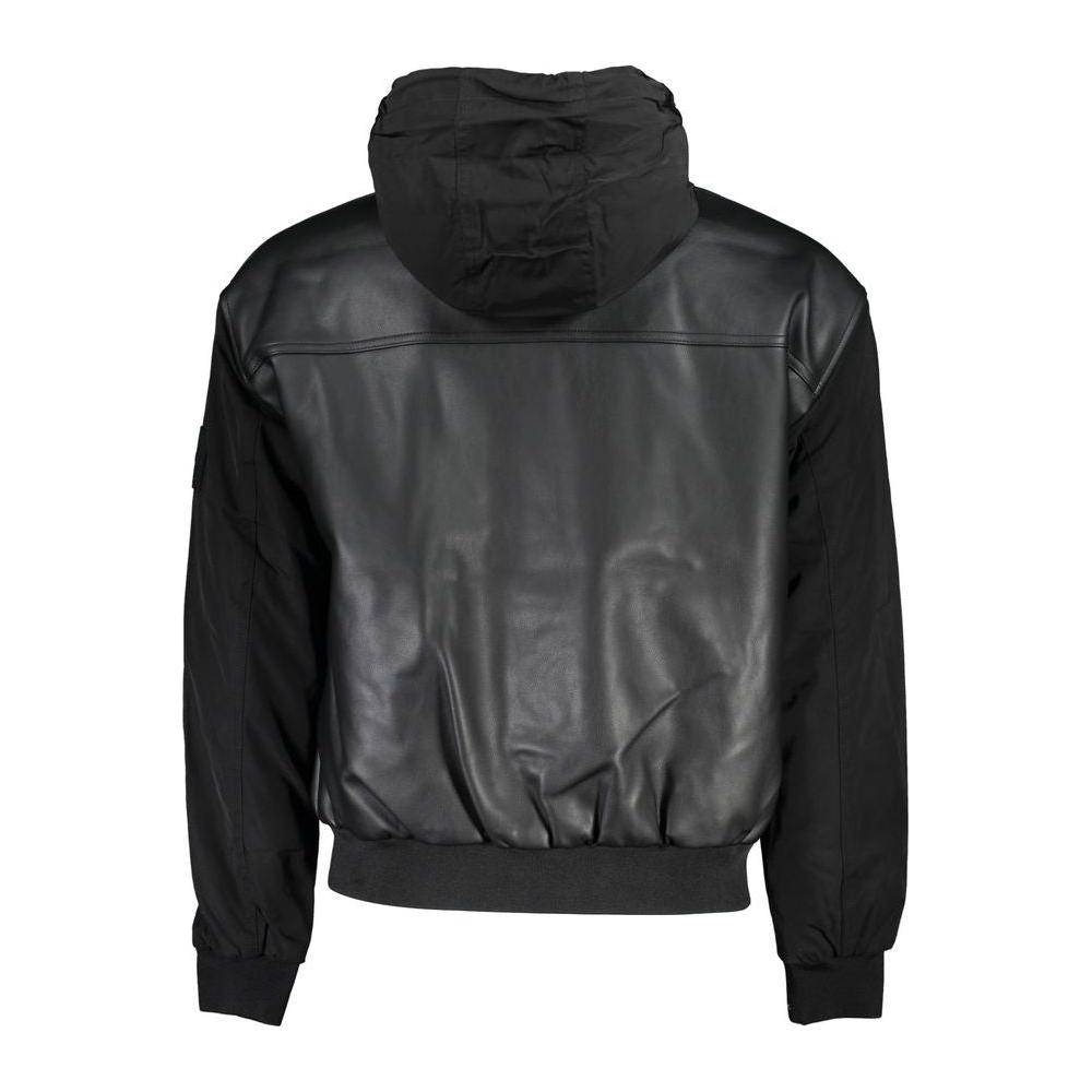 Calvin Klein Sleek Black Contrast-Trim Jacket with Hood Calvin Klein