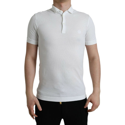 Dolce & Gabbana Crown Embroidered White Cotton Polo Dolce & Gabbana