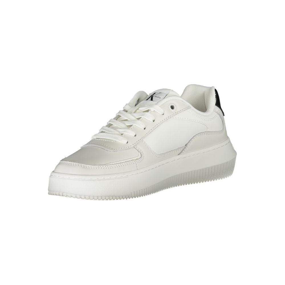 Calvin Klein Sleek White Lace-Up Sneakers with Contrast Details Calvin Klein