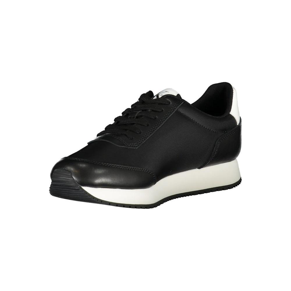 Calvin Klein Sleek Black Lace-Up Sneakers with Contrast Details Calvin Klein