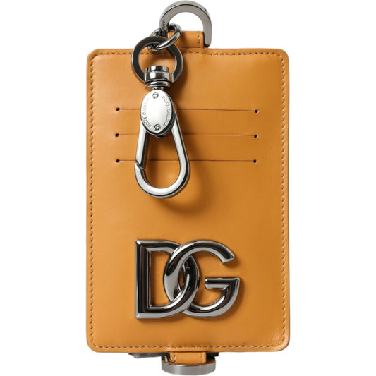 Elegant Orange Calf Leather Card Holder