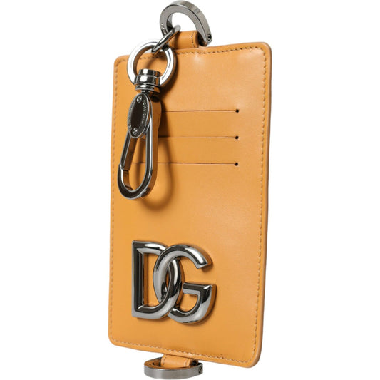 Elegant Orange Calf Leather Card Holder