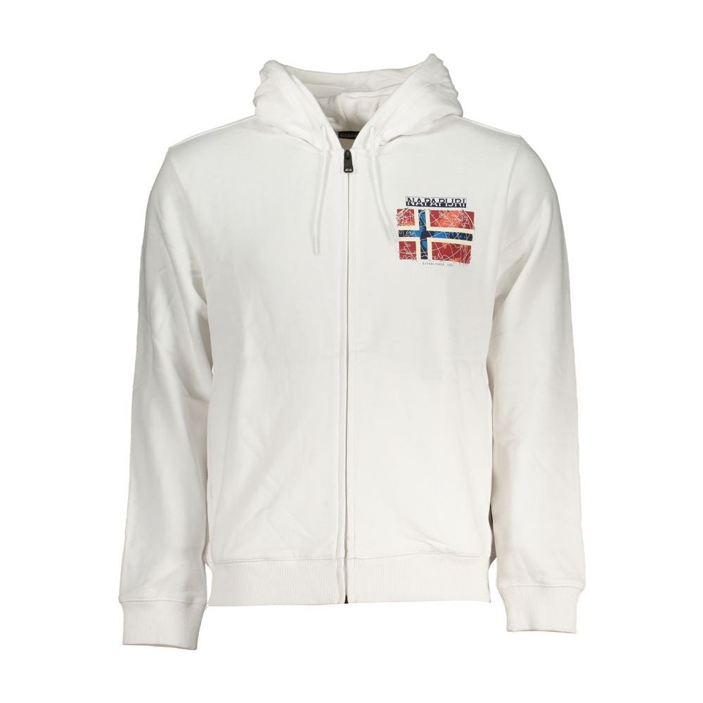 Napapijri Chic White Hooded Cotton Sweatshirt Napapijri