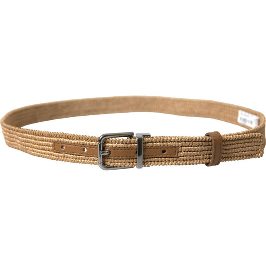 Dolce & Gabbana Elegant Beige Woven Leather Belt Dolce & Gabbana