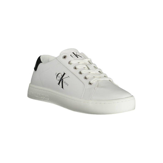 Calvin Klein Sleek White Lace-Up Sneakers with Logo Detail Calvin Klein