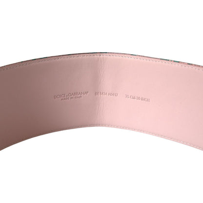 Dolce & Gabbana Multicolor Floral Jacquard Lurex Gold Buckle Belt