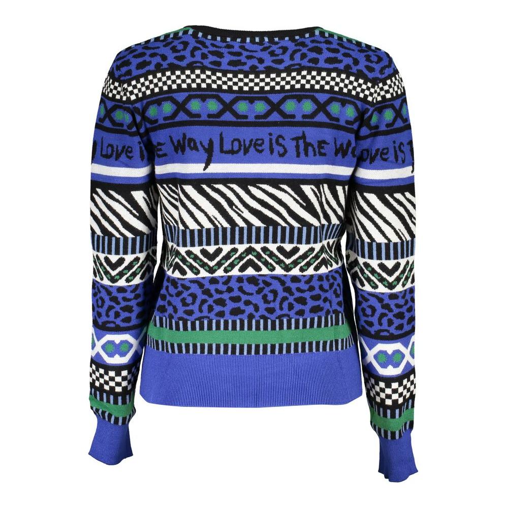 Desigual Elegant Crew Neck Sweater with Contrast Details Desigual