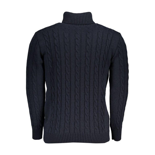 U.S. Grand Polo Elegant Turtleneck Twisted Sweater in Blue U.S. Grand Polo