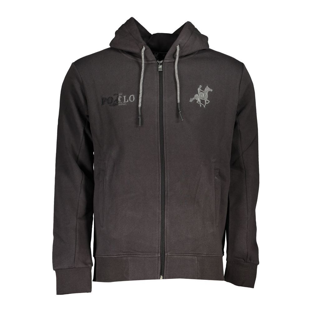 U.S. Grand Polo Elegant Gray Hooded Sweatshirt with Embroidery U.S. Grand Polo