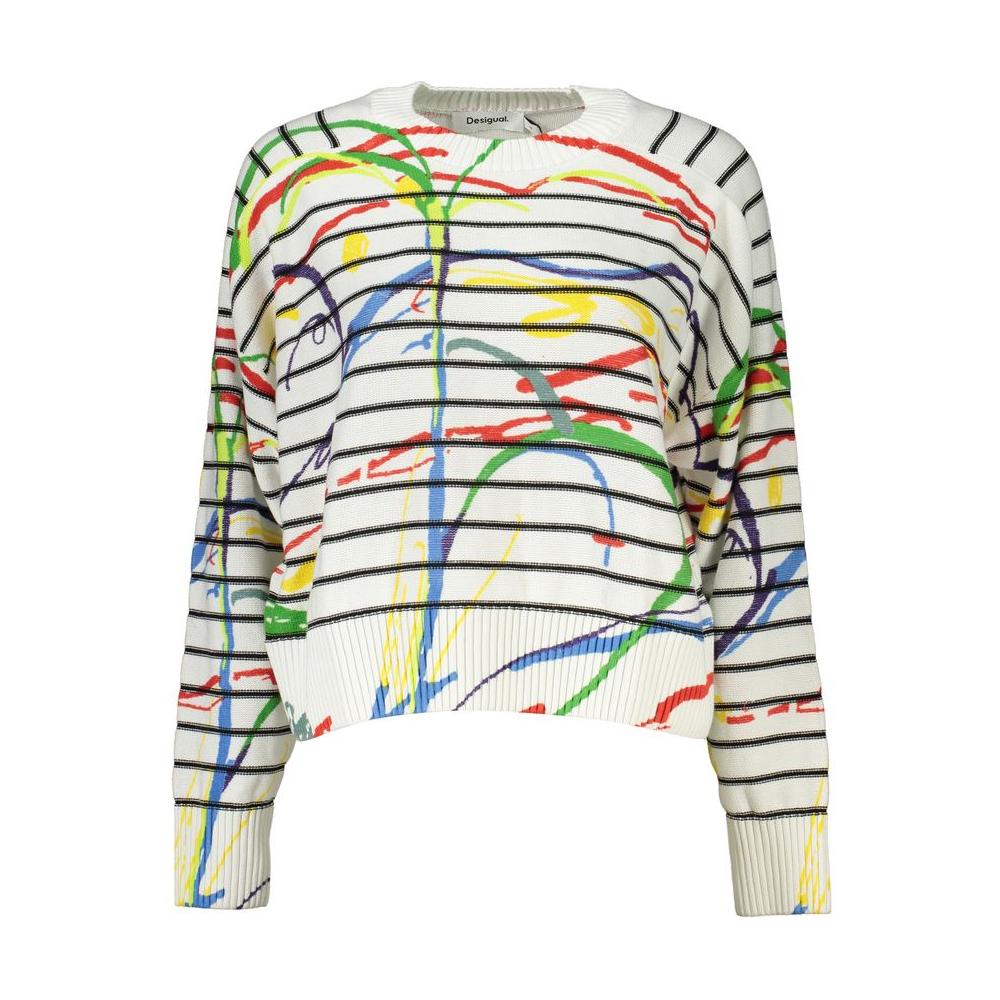 Desigual Chic Contrast Detail Crew Neck Sweater Desigual