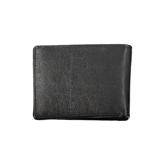 Elegant Black Leather Dual-Compartment Wallet